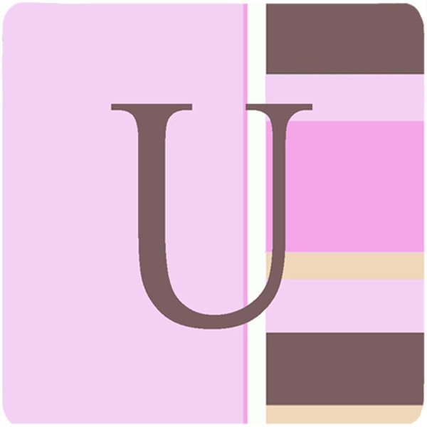 Carolines Treasures Monogram - Pink Stripes Foam Coasters Initial Letter U- Set of 4 CJ1005-UFC